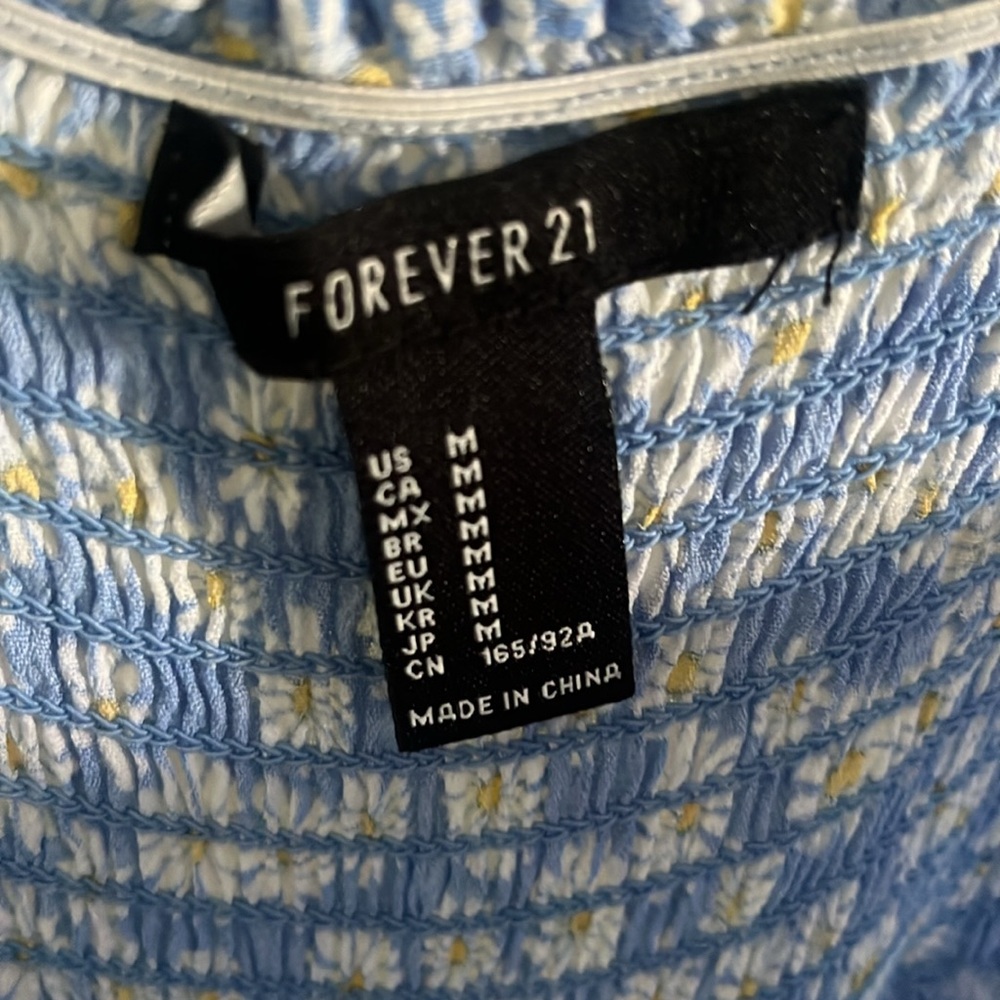Women’s Forever 21 Sleeveless Blue, Ivory, & Yellow Sunflower Sundress. Size M. - Picture 10 of 11